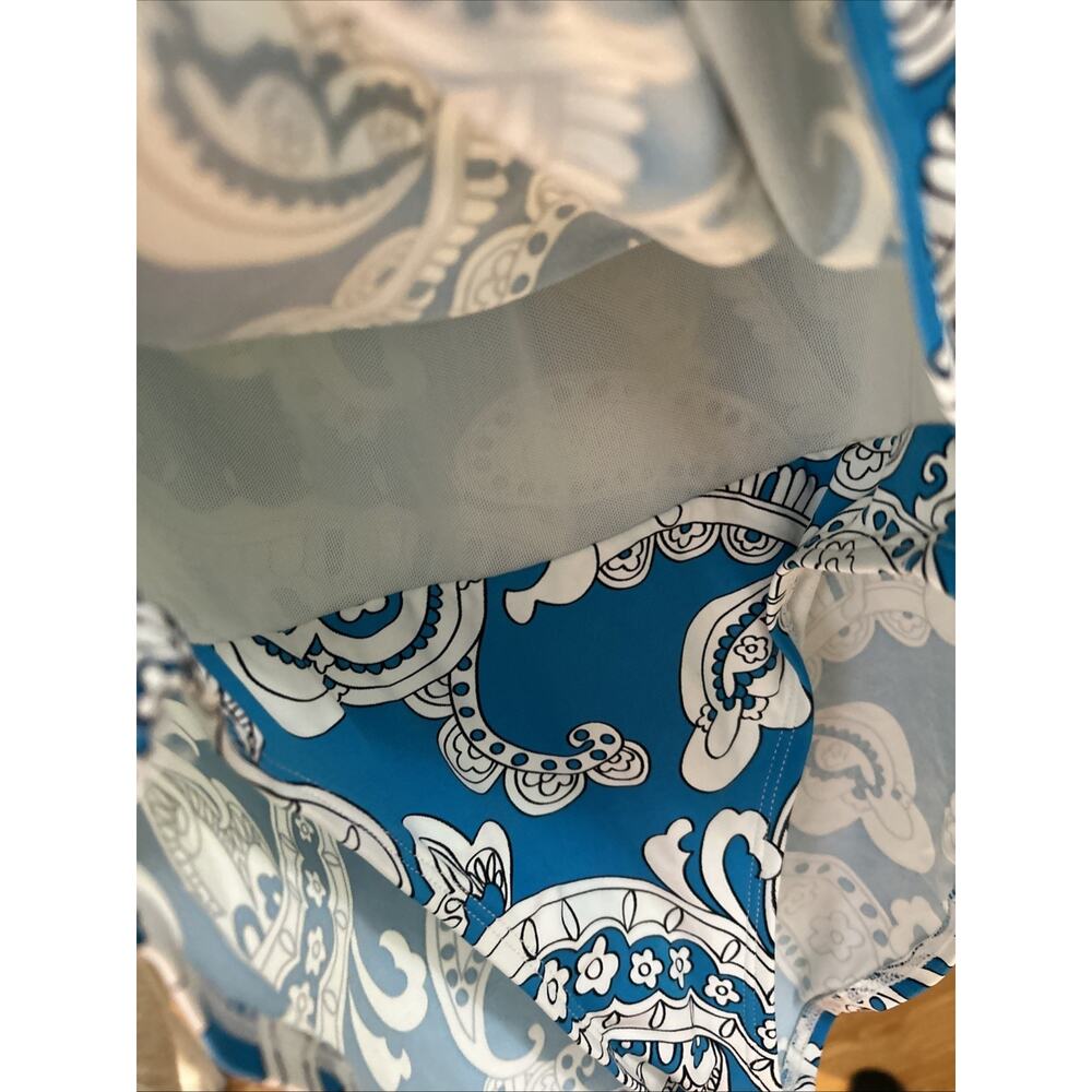 Tommy Bahama One Piece Swimsuit turq blue print pad top tummy control Size 6 - Picture 7 of 13